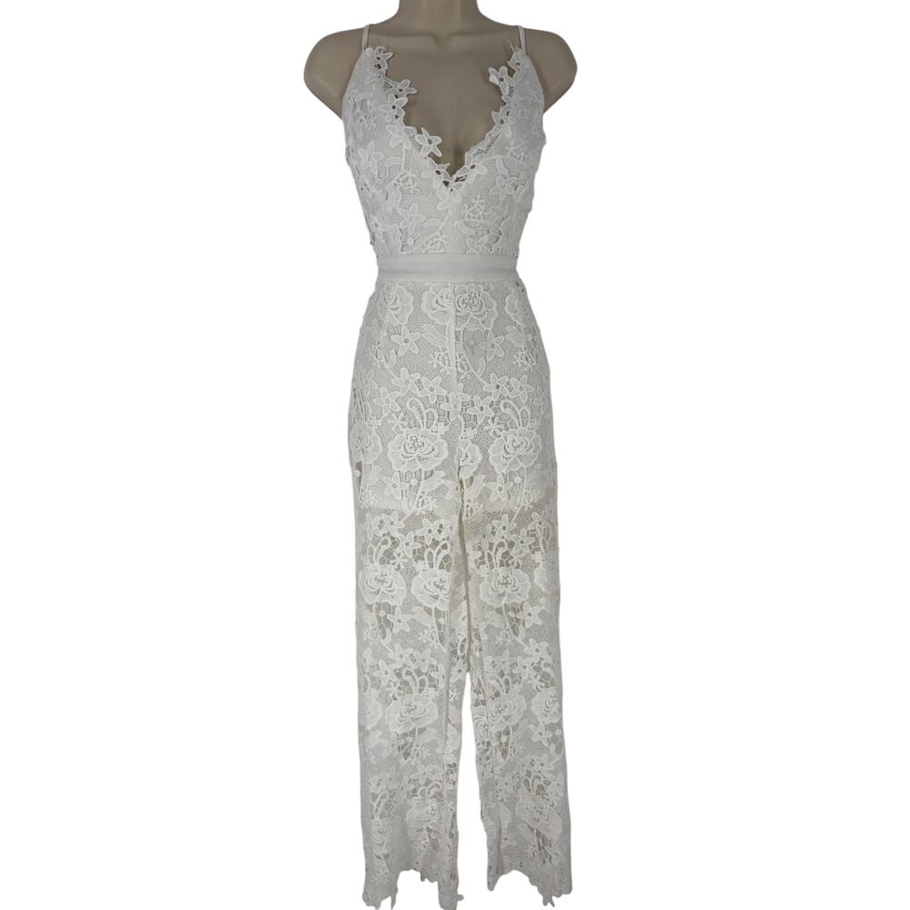 Women's Luxmi White Lace Jumpsuit (B32)